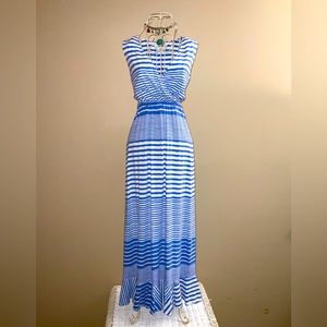 Vineyard Vines Striped Maxi Dress White/Blue Size XXS
